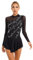 CHICTRY Eiskunstlauf Kleider Damen Langarm Strass Glitzer Rollschuhkleid Mesh Spleiß Ballettkleid Cut Out Gymnastikbody Mit Wickelrock Dancewear Schwarz M