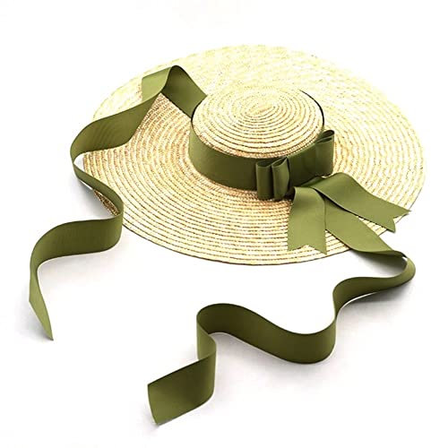 Frauen Strohhut Ribbon Bogen Sonnenhut Breiter Krempel Elegantes Hut Flacher Sunhat Sommer Beach Hut Für Damen Mädchen