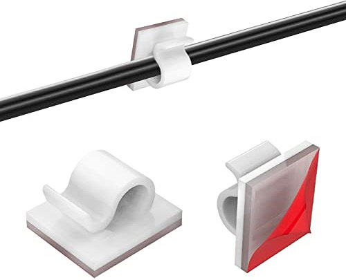 【Phantasy】Kabelclips 60 Stück, Kabelhalter Selbstklebend Kabelmanagement Geeignet für die Befestigung von Netzkabel, Lichterketten und Dekoartikel, Weiß Rund