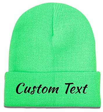 Miujonvy Individuell gestaltete Mütze Slouch Green Beanie Custom Text Warme Strickschädelmütze