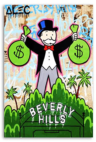 EWM ALEC Monopolys Monopoly Holding $ Bag Poster Dekorative Malerei Leinwand Wandkunst Wohnzimmer Poster Schlafzimmer Gemälde 40 x 60 cm