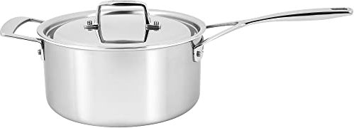 Demeyere Essenziale a 5 strati, acciaio inossidabile 18/10, manico per mantenere il freddo, adatto al forno, compatibile con tutti i piani cottura, bordo perfetto per versare, casseruola da 4 qt con
