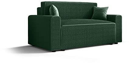 ALTDECOR Wohnzimmer Couch mit Schlaffunktion, Polstercouch rückenecht gepolstert, ideal als Gästebett - Miri-BIS - 171x85x90 cm Grün