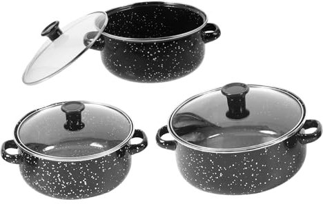 Cabilock 1 set di piccole pentole per pasta e pasta, set saucepan blak pentole da cucina per la cucina a vapore piccola pentola calda bacino in smalto ciotola di salsa pentola in smalto