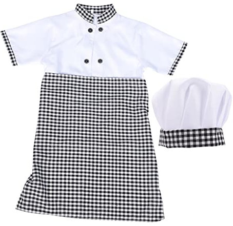 Ciieeo 1 Set Il Piccolo Chef Fa Il Completo Abito Cuoco Camice Darte Set Grembiule e Cappello Per Costume Da Panettiere Da Cucina Cotone Bambini Abbigliamento Performante Professione