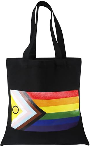 TRIXES Einkaufstasche Fortschrittsstolz-Flagge – LGBTQIA2s + Einkaufstasche – Baumwoll-Shopper mit langem Griff, mehrfarbig, Einheitsgröße