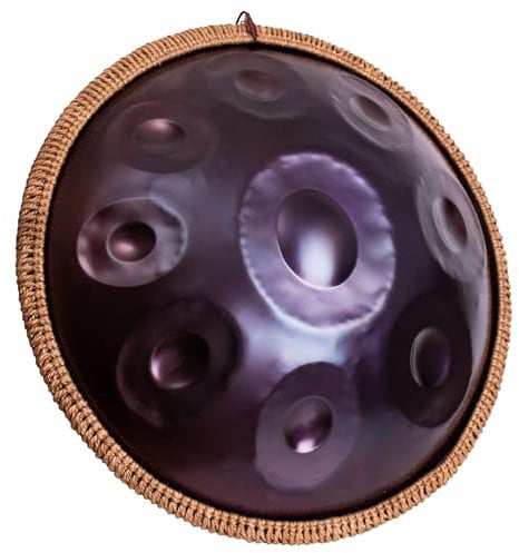 LOMUTY Handpan Anfänger, Stahltrommel 9 Töne 18 Zoll, Hand Pan in G-Dur, Hand Drum mit Drumtasche und Handpan-Halter, Steel Drum als Geschenk für Sound Healing, Meditation, Violett