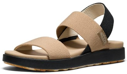 KEEN Damen Elle Backstrap Sandalen mit Keilabsatz, Cornstalk/Black, 37.5 EU