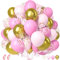 Unisun Palloncini Rosa Oro, 50Pezzi Rosa Macaron Metall Oro Confetti Palloncino Ragazza Donne Bambini Rivelazione Genere Baby Shower Compleanno Anniversario Matrimonio Mascherata Addio Nubilato Deco
