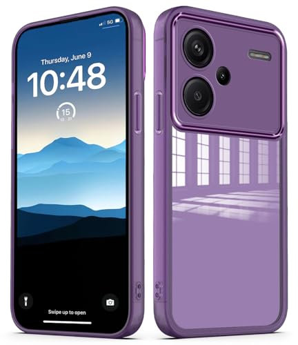 PanXCase Funda Transparente para Xiaomi Redmi Note 13 Pro Plus 5G / 13 Pro+ 5G - Carcasa Clear con Lens Protector Delgada Suave Protección Cámara Antichoque Antiarañazos Cover (Violeta)