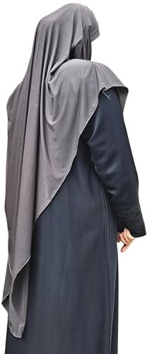 Yaqeen Jersey Khimar Langer Hijab für Muslima, Diamantschliff, Kopftuch, Lycra, Gebetskleid, muslimische Schals, dunkelgrau, Einheitsgröße
