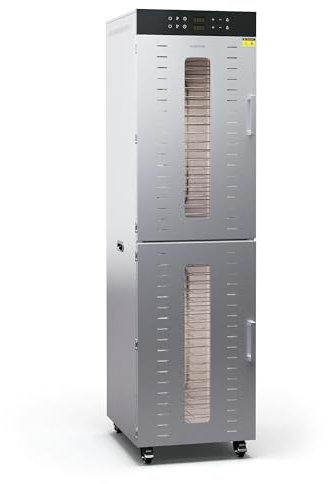 Klarstein deshidratador de alimentos, saludable y seguro,4000W, 40 Bandejas Acero Inoxidable, 30-90 °C,Temporizador 24h, 6 Ventiladores, 2 Cámaras, 50-55 dB, Para Frutas, Verduras, Carne,Plateado