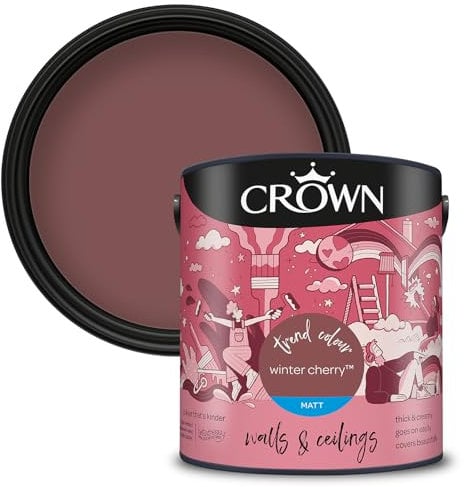 Crown Walls & Ceilings Matt Emulsion Paint, Size 2.5L, Winter Cherry