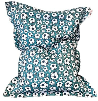 MaxiBean Large Bean Bag Chair for Kids and Children - Gaming BeanBag Cushion with Filling Beans Included, Perfect for Living Room, Bedroom, Garden and Outdoor Use Weather Resistant - Green Football