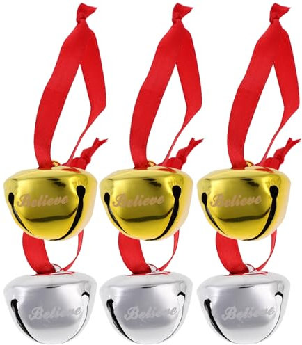 6 Stück Polar Express Glocke Dekoration Weihnachten Home Dekorationen Baum Glaube Glocke Ornament Hängende Weihnachten Jingle Bells Dekorative Metallglocke Xmas Bell DIY Festival Anhänger Eisen