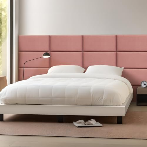 [neu.haus] Wandkissen Carpino 3er Set 60 x 30 cm Wandpolster Samt Rosa Wandpaneele gepolstert Kopfteil für Bett Polsterpaneel zum Kleben