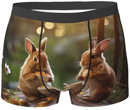 Herren-Unterwäsche mit Osterhasen-Motiv, weich, bequem, Stretch-Slips für den täglichen Gebrauch, Schwarz, Small