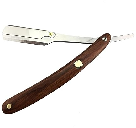 Gerades Rasiermesser mit Holzgriff, Klappbar, Metallausführung