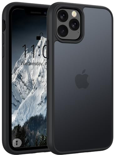 Andwing Matt Hülle für iPhone 11 Pro 5,8 Zoll, Militärstandard FallSchutz Handyhülle für iPhone 11 Pro, Mattierte Durchscheinende Rückseite Schutzhülle, Anti-Fingerabdruck Kratzfest (Schwarz)