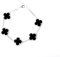Lucoro - Kleeblatt Armband, Schwarz, 925 Silber, Damenarmband, Längenverstellbar, 17-20cm, Damenschmuck, Armband für Damen