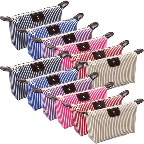 Rebanky 12 Pièces Petite Trousse de Maquillage Petite Pochette Maquillage de Sac Mini Trousse Maquillage Trousse de Toilette Femme Voyage pour Hommes Femmes 6 Couleurs