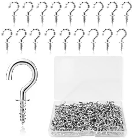 soodyoow 110 Pcs Petite Vis à Œil Crochets, 1/2 Pouce Crochets à Vis de Plafond, Mini Crochet de Tasse à Visser, Crochets à Visser Métal, Plantes Suspendues, Décorations Artistiques, Clés(Argent)