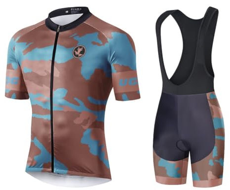 UGLY FROG H106 Fahrradtrikot Set Schnell Trocknendes Radtrikot Herren Kurzarm mit 9D Sitzpolster für MTB Rennrad Fahrrad Jersey + Shorts Radsportanzug