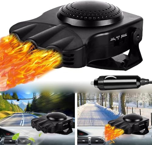 Mupkvy Auto Heizung, 12V 150W Tragbare Autoheizung Heizlüfter mit 2 in 1 Heizung und Kühlung, Schnelle Heizung Windschutzscheibe Defogger für Auto, Die in Zigarettenanzünder Steckt Zusatzheizung