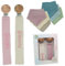 Filo e Poesia Catenella Portaciuccio Con Nome, Personalizzato con nome ricamato, tanti modelli e colori Portaciuccio da poter scegliere, ottima idea regalo per Baby Shower (Rosa-Beige + Bavaglino)