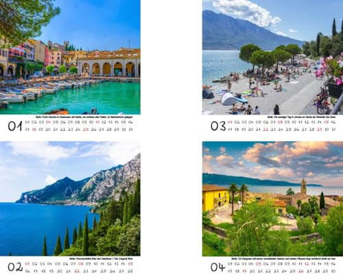 Reisezauber Gardasee Tischkalender 10cm x 10cm für 2026 Urlaub Mediterran Italien - Inhalt: 1x Kalender 1x Weihnachtsanhänger 1x Grußanhänger (gesamt 3 Teile)