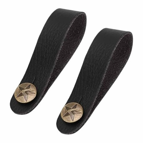 LKTFATD 2Pcs PU Leather Guitar Headstock Strap Tie Guitar Neck Strap Button Headstock Adapter Retro for Acoustic Electric Ukulele