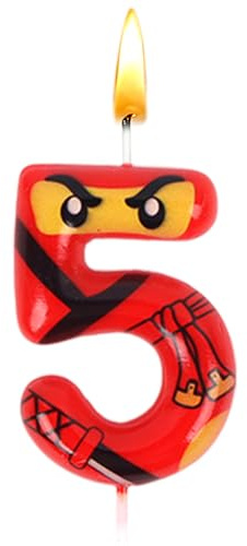 Ninja Kerzen Zahlen 5, Ninja Geburtstagsdeko 5 Jahre, Geburtstags Kerzen, Tortendeko, Kinder Geburtstags, Kuchen Dekoration, Jungen, Partyzubehör, Jubiläum, Geburtstagsfeier, Themaparty