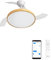 CREATE / WIND CLEAR STUDIO M/Ventilador de techo con luz blanco y madera clara con Wifi y mando / 40W, Temporizador, Ø 108 cm, aspas retráctiles, 3 temperaturas de luz, función verano-invierno