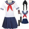 SJZZXU Ayano Aishi Cosplay-Kostüm Yandere Simulator Cosplay Japanische Schuluniform Matrosenanzug für Damen Halloween-Set (Weiß + Perücke, S)