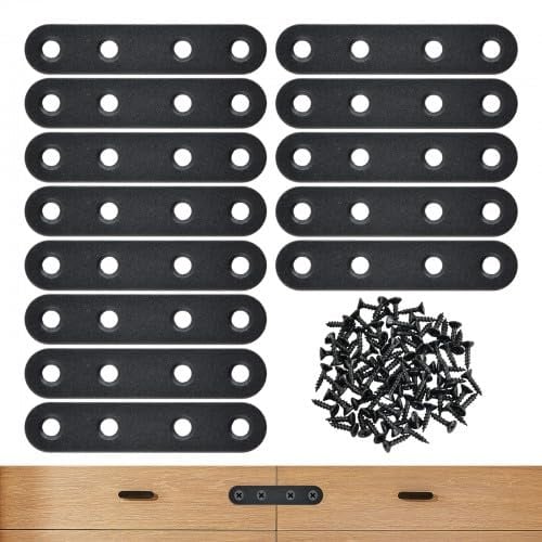 20 Piezas Soportes Planos de Acero Inoxidable, Conector de Metal Plano, Placas de Unión Madera, con Tornillos, para Reparación de Muebles, Conexión de Metales y Madera (Set C)