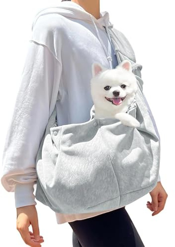 txuzong Hundetragetuch Grau bis 8kg – Atmungsaktive Umhängetasche | für kleine Hunde & Katzen | Komfortable Tragehilfe für Spaziergänge, Reisen & Outdoor