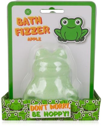 Accentra Badebombe HAPPY ANIMALS in Frosch-Form, Badekugel, Badefizzer, Sprudelbad in Geschenkverpackung, 60g, Duft: Apfel, im Display, Geschenk für Kinder