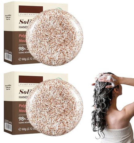 60g*2 Haar Shampoo Bar, Reiswasser Bars für Haarwachstum & Stärkung, Feuchtigkeitsspendende und reparierende Shampoo-Seife (Polygonum multiflorum)