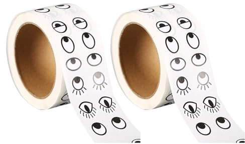 Rainway 2 Rolle 2000 Stück Augen Aufkleber, Schwarz Weiß Augenaufkleber Etiketten, Mini Etiketten für Bastelarbeiten, DIY Kunsthandwerk Spielzeug Zubehör für Kinder für Bastelarbeiten, Sammelalben