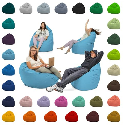 GlückBean Sitzsack XXL – Beanbag für Kinder & Erwachsene – In & Outdoor geeignet – Wasserabweisend & pflegeleicht – Gefüllt mit hochwertigen EPS-Perlen – Ideal zum Gaming & Entspannen (Hellblau, XXL)