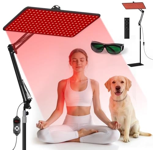 Morfone Rotlichtlampe für Gesicht & Ganzkörper - L | Infrarotlampe mit 2 Fernbedienung, (660nm, 850nm, 940nm) Rotlicht Panel mit Verstellbarem Ständer & 5 Helligkeitsstufen