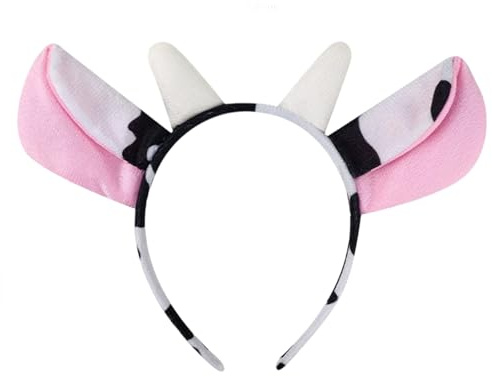 Kuh Ohren Stirnband, Kuh Hörner Ohren Haarreif , Karneval Tierkostüm Accessoir Kinder Set, für Weihnachten, Rollenspiel, Geburtstagsparty, Tierparty, Fasching, Kostüm Zubehör