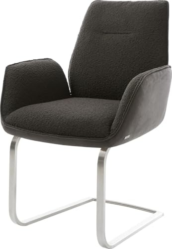 DELIFE Schwingstuhl Zoa-Flex Freischwinger flach Edelstahl Materialmix Schwarz Taschenfederkern