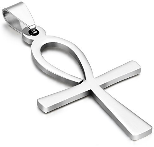 OIDEA Unisex Halskette mit Ankh Kreuz: Ägyptisches Kreuz Anhänger mit Kette aus Edelstahl Silber Christlich Ägypten Spirituelle Verbindung Kreuzkette Schmuck Geschenk für Herren Damen