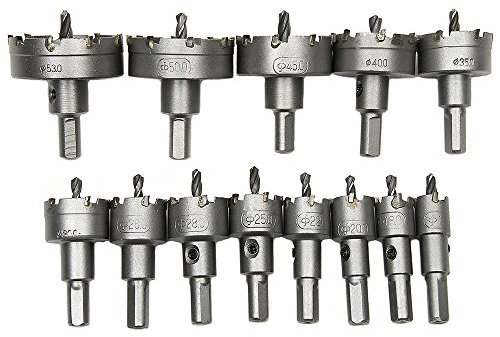 Kit de 13 trépans en tungstène pour scie cloche - de 16 à 53 mm de diamètre - Pour acier, fer, cuivre et aluminium - Srol