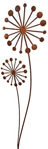Gartenstecker Puste - Blume 134cm x 30cm Metall Rost Gartendeko Edelrost Groß