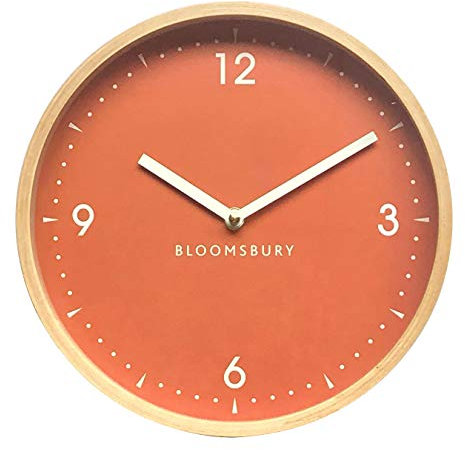 Premier Housewares Vitus Wall Clock, Orange/Wood, 2201027