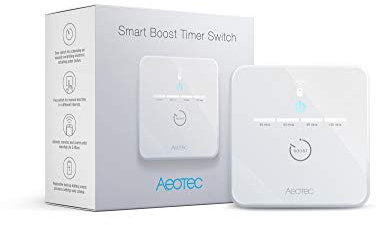 Aeotec ZWA006-C Smart Boost Zeitschaltuhr, Z-Wave Plus S2 mit Smartstart, 16 Ampere, Monitor-Stromverbrauch, Backupakku, 230 V, Weiß, Klein