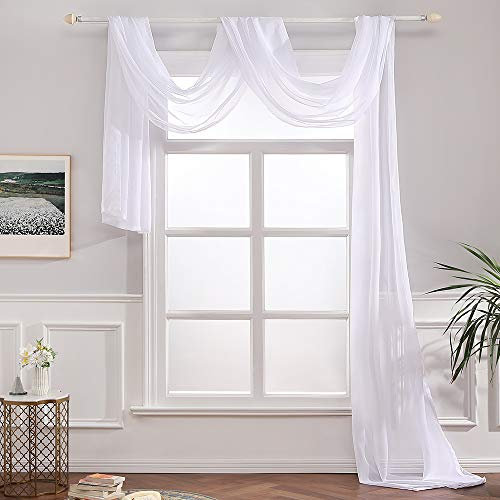 MIULEE 1 Stück Querbehang Transparente Freihanddeko aus transparentem Voile Deko Einfarbige Gardinen Dekoschals Vorhang für Schlafzimmer Wohnzimmer Hochzeit 140x550cm
