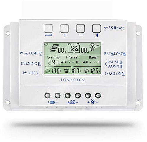 SolaMr 10A Régulateur de Charge Solaire 12V/24V Tension D'identification Automatique Régulateur D'intelligence de Panneau Solaire avec Écran LCD - T10